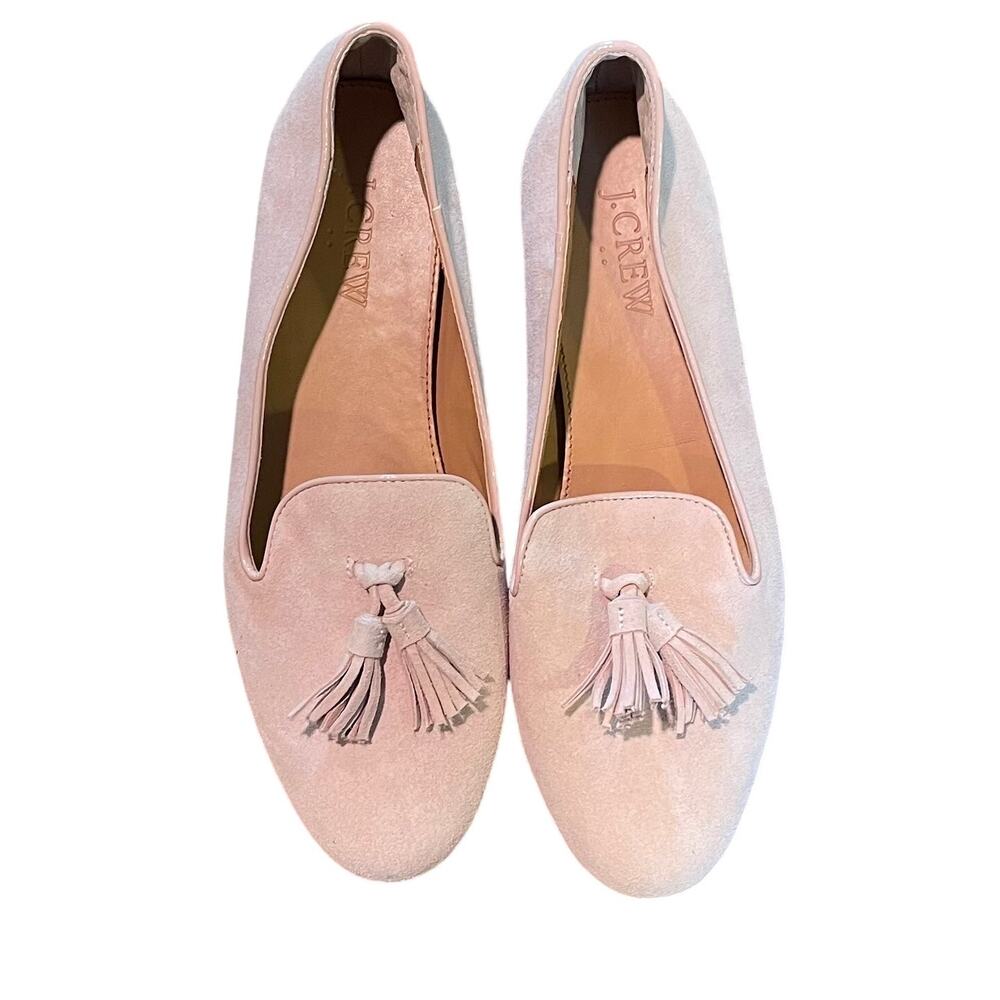 J.Crew Factory Cora Suede Tassel Loafers, Beige/Pink, Classic, Minimalist. Sz 7